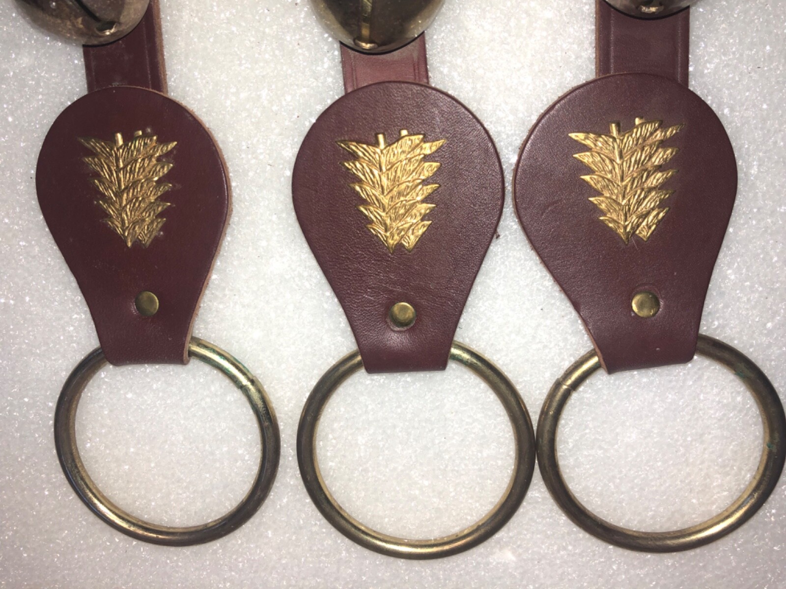 Three (3) 14”  Sleigh Jingle Bells On A Leather Strap Christmas Reindeer 9 Bells