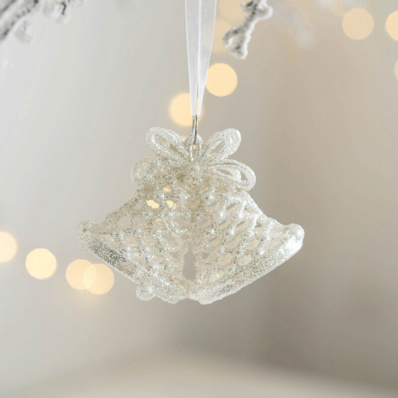 Merry Christmas White Glitter Christmas Tree Decorations For Home Xmas