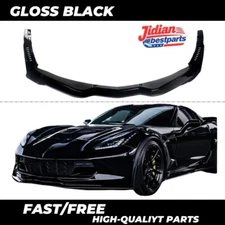 Front Lip Splitter+Side Winglets For Corvette C7 Z06 Stage 3 Gloss Black 2014-19