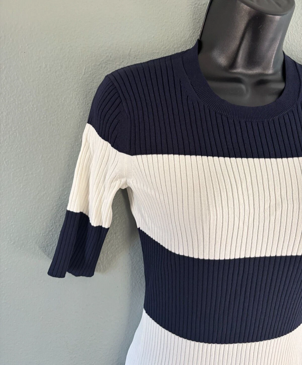TORY BURCH Abito donna Tory Sport body a costine taglia XS blu bianco a righe manica corta