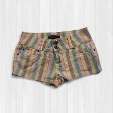 Y2K Lipstick Pastel Striped Low Rise Mini Shorts Size 7 Vintage 90s 2000s