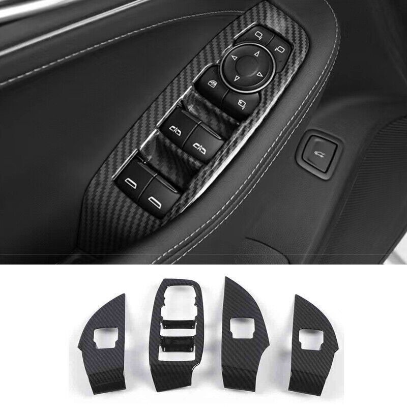 For Cadillac CT5 20-24 Carbon Fiber Inner Window Lift Panel Switch Cover Trim 4P