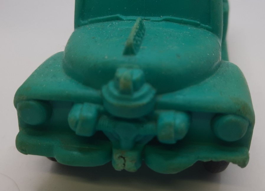 Auburn Rubber Fire Truck , Fireman Figure & Green Rescue Truck Vintage 1950's