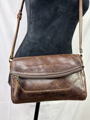 Frye Fold Over Brown Leather Melissa Crossbody Purse