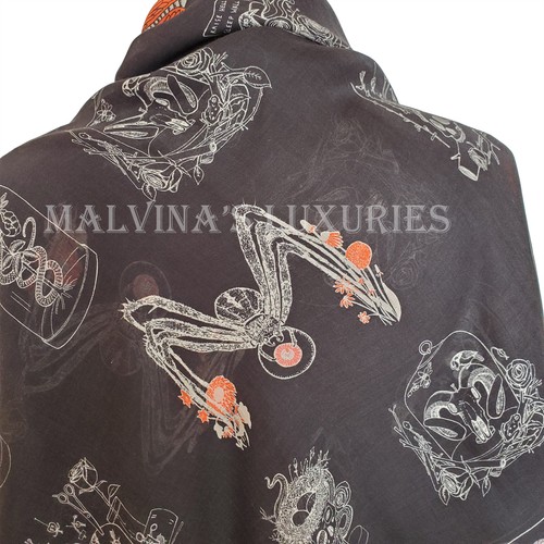 ALEXANDER MCQUEEN SCARF SKULL CABINETS PRINT BLACK MODAL SILK SQUARE 54" $475 - Picture 12 of 22
