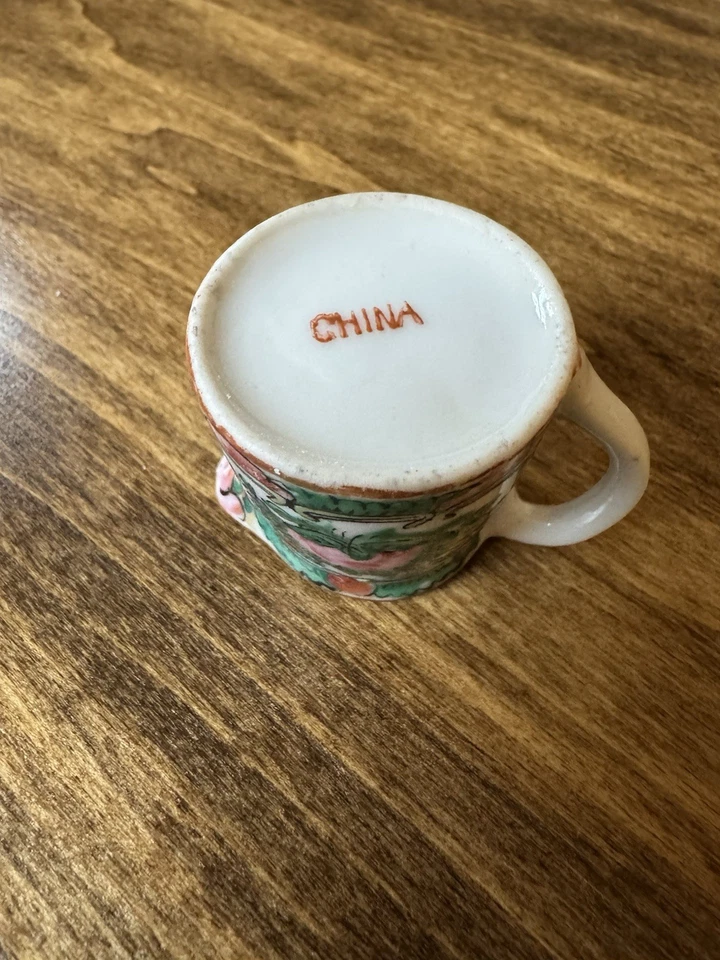 Antigua miniatura china exportación familiar rosa medallón porcelana crema Foto 4 de 4