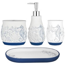 Beach Theme Bathroom Accessory Sets 4PCS Bathroom Accessories Set Complete Em...