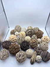 Natural & Brown Mixed Rattan Decorator Balls; Bowl Vase Filler Ornamental Accent