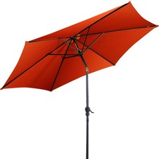10 FT Patio Umbrella Patio Market Steel Tilt W/ Crank Outdoor Yard Garden Orange