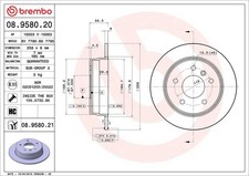 2x BREMBO Bremsscheibe PRIME 08.9580.20 f&uuml;r KLASSE VANEO MERCEDES 414 W168 700