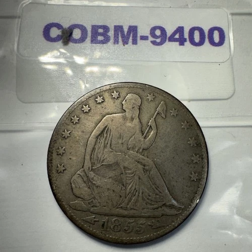 1855-O w/Arrows Seated Liberty Half Dollar Worn but Clean, Dark,COBM-9400
