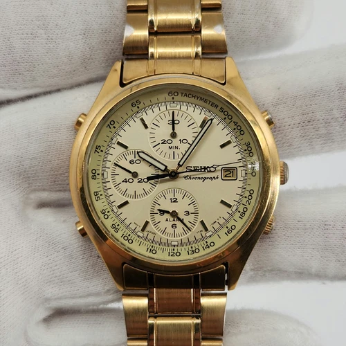 Seiko Men's Vintage Gold Tone Chronograph Quartz Watch - FOR PARTS / REPAIR