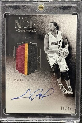 2015-16 PANINI NOIR CHRIS BOSH GAME USED WORN PATCH AUTO /25 MIAMI HEAT