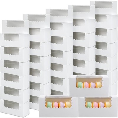 60 Pack Bakery Boxes, 8x4x4 Inch, Window, Loaf Cake, Pumpkin Roll, Donut