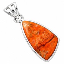 Natural Red Sponge Coral 925 Sterling Silver Pendant Jewelry DGTP01030