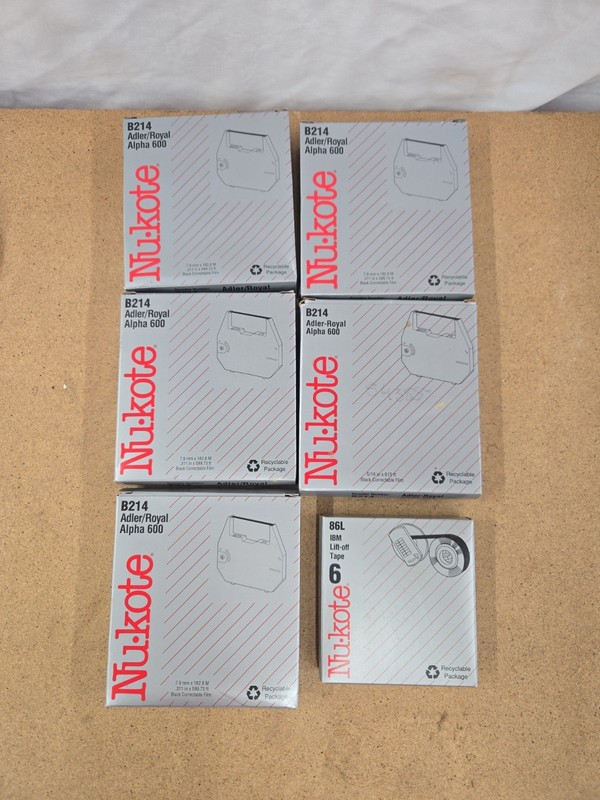 5- Nu-kote #B214 Correctable Typewriter Ribbons & Lift Off Tape (See Desc.)