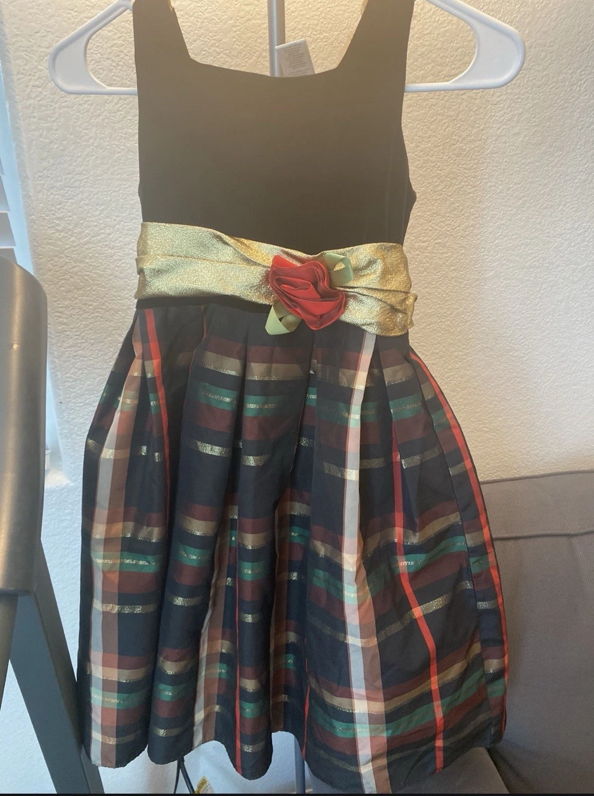 Sweet Heart Rose Girls Size 8 Black Plaid Sleeveless Formal Dress NWOT