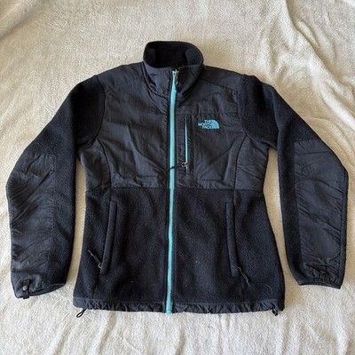 North Face Denali Fleece Jacket Womens Black Logo Zipper Pockets Size Small