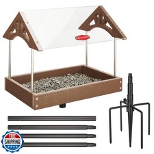 Kingsyard Large Platform Bird Feeder with Metal Mesh Tray, Pole M