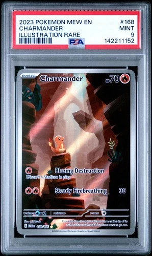 2023 POKEMON MEW EN-151 ILLUSTRATION RARE #168 CHARMANDER PSA 9