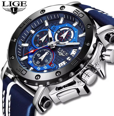 LIGE 9899 Herrenuhr Quartz Chronograph Lederarmband Mehrfarben Sportlich Elegant