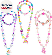 Toddler Jewelry Kids Necklace Choker and Bracelet 3 Pack 9Pcs, Little Girls Jewe
