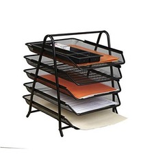 Desk Organizer with 5 Sliding Trays for Letters, Documents, Mail, 5 Tier Black