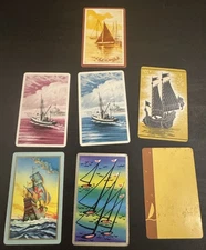 Vintage Lot of SAIL BOATS TALL SHIP 7 Single Swap Trading Playing Cards Jokers