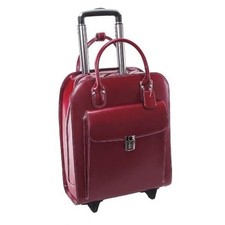 McKlein 97696 15.6 in. Uptown Leather Vertical Wheeled Ladies Briefcase- Red ...
