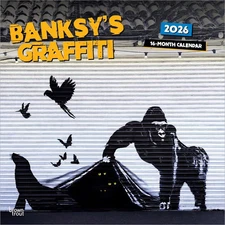 BrownTrout,  Banksys Graffiti 2026 Wall Calendar, 12'' X 12'', 16-Month Calendar