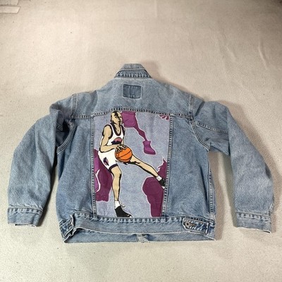 Vintage Gap Blue Jeans Jacket Mens Medium Blue Denim Basketball Player Graphic