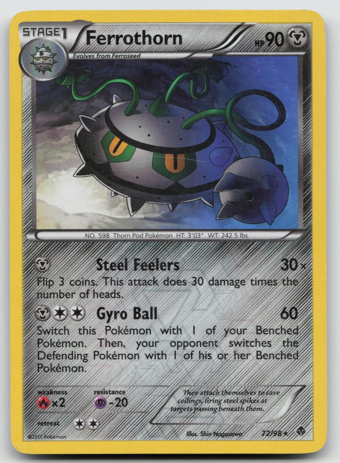Ferrothorn 72/98 Reverse Holo Emerging Powers Pokemon MP C973