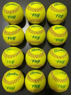 Baden Fire Used Slow Pitch Softballs ASA/USA 12 Inch One Dozen Composite Leather