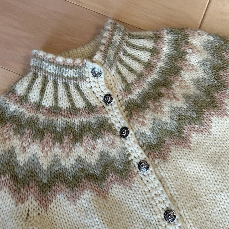 Cardigã suéter feminino pequeno The Handknitting Association of Iceland - Imagem 3 de 4