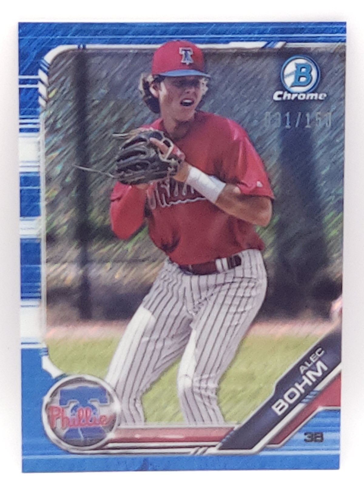 2019 Bowman Chrome Prospects #BCP-2 Blue Shimmer Refractor Alec Bohm /150 
