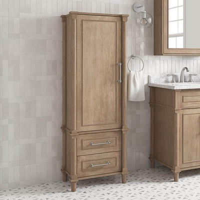 #ad #ad Aberdeen 21 in. W x 14 in. D x 60 in. H Antique Oak Freestanding Linen Cabinet $400.00