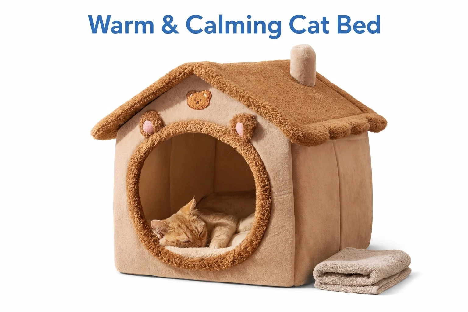 Pet Cat Kitten Dog Beds Igloo Fleece Bed Pyramid Cozy Puppy Warm House Cave