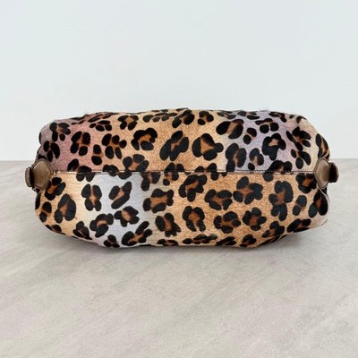FENDI Borsa Doctor Leopard Hobo Hand Bag Ponyhair Leather Brown 
