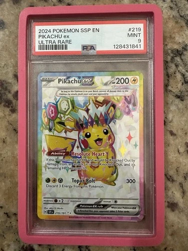 Pokémon Pikachu ex 219/191 Sv08: Surging Sparks Ultra Rare Holo PSA 9