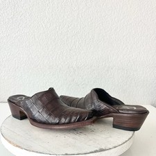 Rod Patrick Womens Mules 5 C Brown Caiman Leather Western Slip On Boots Shoes