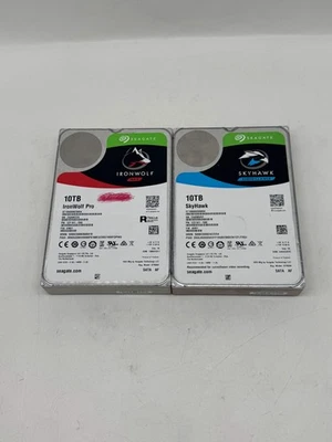 Lot of 2 Seagate 10TB 3.5" SATA Hard Drives SkyHawk IronWolf Pro - Image 1 of 3