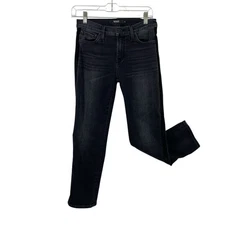 Hudson Niko Velvet Trim Straightleg Jeans Womens size 26 Black Denim 