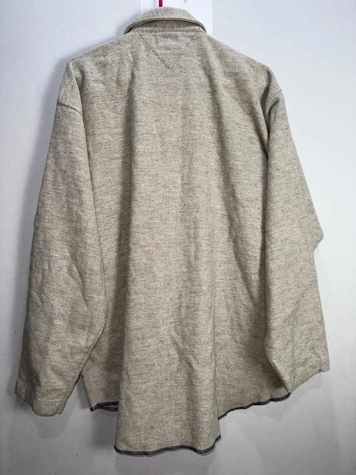 Camisa Tommy Hilfiger Para Hombre Grande Manga Larga Marrón Abotonada Clásica Lana Logo L Foto 2 de 4