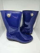 UGG Women's Sienna Rain Boot Size 7 Blue Gloss Sherling made in USA