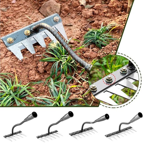 5/6/7/8 Teeth Carbon Steel Garden Weeding Rake, Garden Heavy` Metal Rakes Hot~
