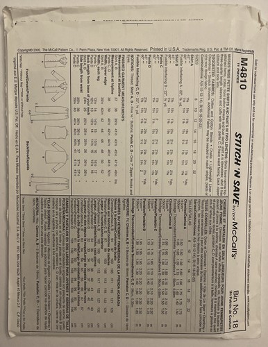 McCall's Misses' M4810 Stitch N Save Sewing Pattern Sizes: 16-22 - Picture 2 of 2