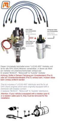 FORD Escort MK1 MK2 ignition distributor OHV 0,9-1,6l breakerless conversion