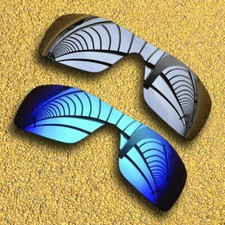 2 Pieces Lenses Replacement for-Oakley Batwolf OO9101 Polarized-Silver Ice Blue