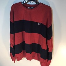 Vintage Chaps Ralph Lauren Red/Navy 100 Cotton Mens Sweater Size XL USA