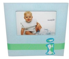 Mud Pie Initial Baby Boy Blue Initial Fabric Photo Frame, Letter I